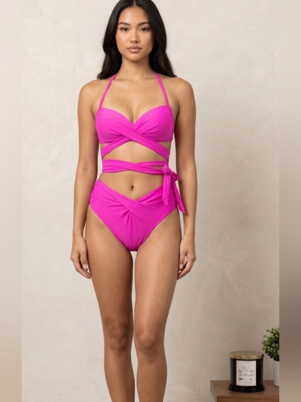 Hot Pink Two-Piece Push Up Bikini Set (M)